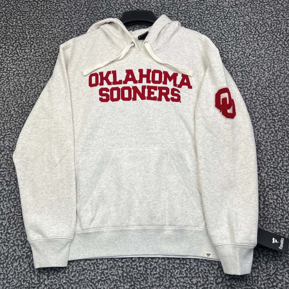 Oklahoma Sooners NCAA Hoodie Men Large Gray Hoodie Fanatics Pullover New L